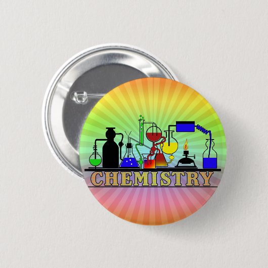 CHEMISTRISCHE KOPERS EN FLASKS-LOGO RONDE BUTTON 5,7 CM (Voorkant /achterkant)