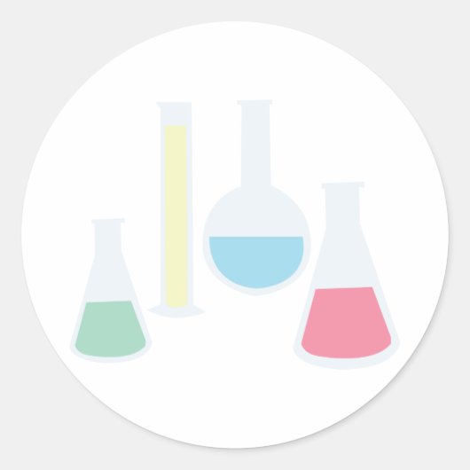 Chemistry Beakers Ronde Sticker (Voorkant)