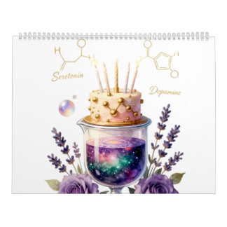Chemistry Birthday Celebration Flask and Floral Ca Kalender