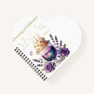 Chemistry Birthday Celebration Flask and Floral Ca Notitieboek