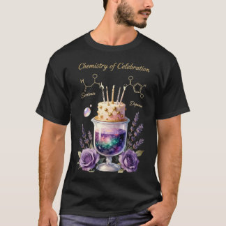 Chemistry Birthday Celebration Flask and Floral Ca T-shirt