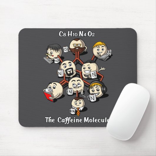 Chemistry Caffeine Molecule Funny Science Geek Cof Muismat (Met muis)
