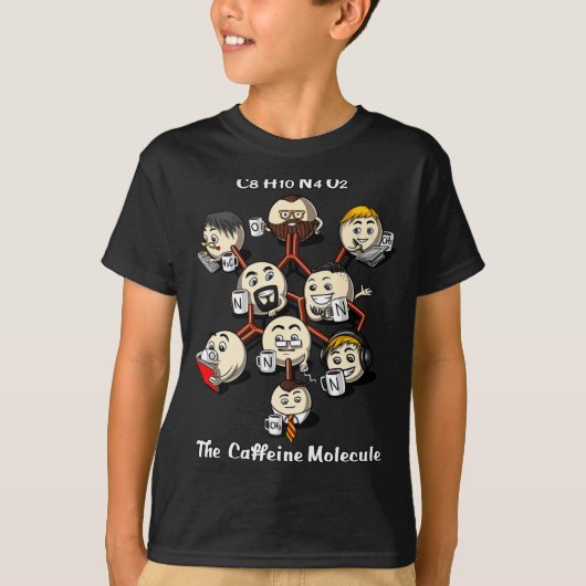 Chemistry Caffeine Molecule Funny Science Geek Cof T-shirt (Voorkant)