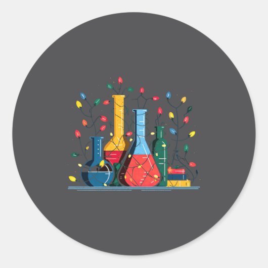 Chemistry Christmas Lights Lover Chemist Science L Ronde Sticker (Voorkant)