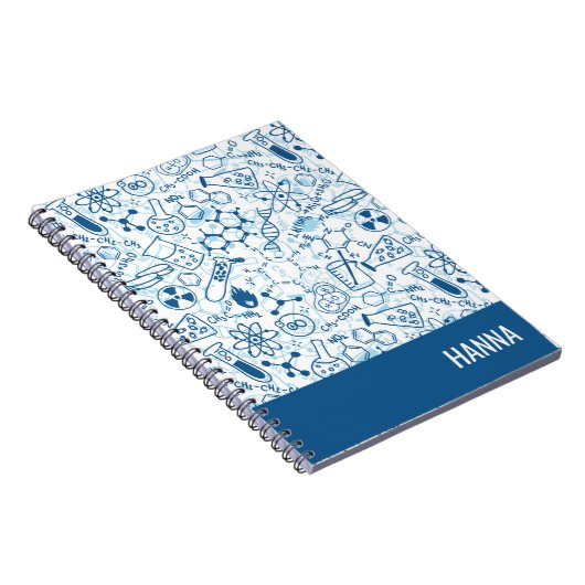 Chemistry Doodle Pattern Personalized Name Notitieboek (Rechterzijde)