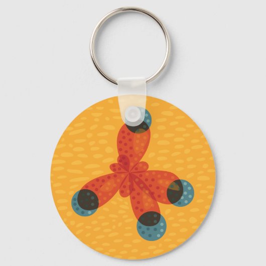 Chemistry Geek Oranje Methane Molecule Sleutelhanger (Voorkant)