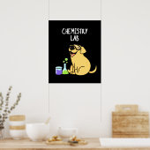Chemistry Lab Funny Labrador Dog Pun Dark BG Poster (Keuken)