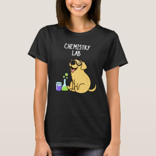 Chemistry Lab Funny Labrador Dog Pun Dark BG T-shirt
