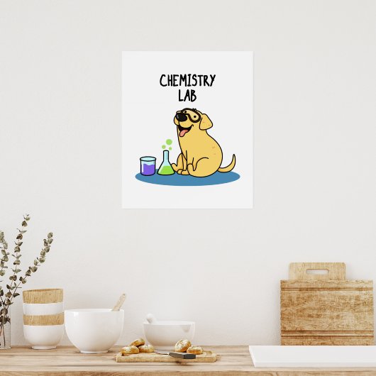 Chemistry Lab Funny Labrador Dog Pun Poster (Keuken)