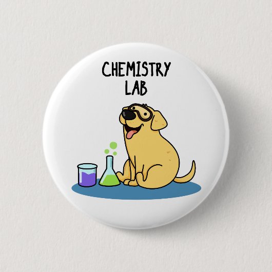 Chemistry Lab Funny Labrador Dog Pun Ronde Button 5,7 Cm (Voorkant)