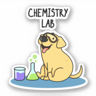 Chemistry Lab Funny Labrador Dog Pun Sticker