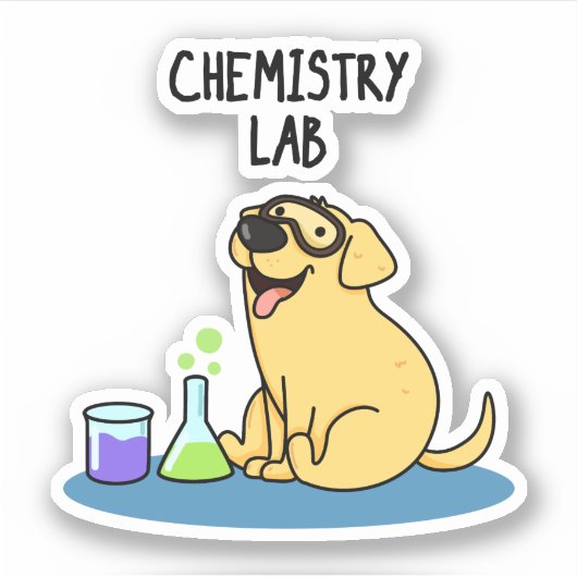 Chemistry Lab Funny Labrador Dog Pun Sticker (Voorkant)