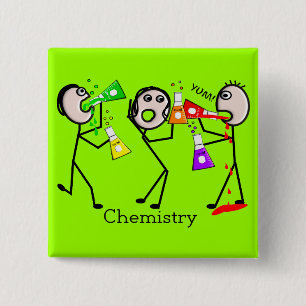 Chemistry Lovers Stick People Design Gifts Vierkante Button 5,1 Cm