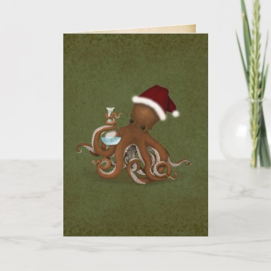 Chemistry Octopus  Parchment Kerstmis Bedankkaart (Voorkant)