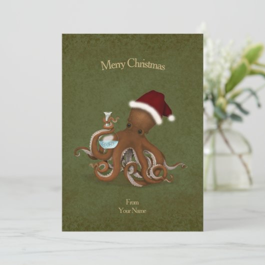 Chemistry Octopus  Parchment Kerstmis Kaart (Staand voorkant)