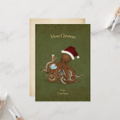 Chemistry Octopus  Parchment Kerstmis Kaart (Voorkant / Achterkant in situ)