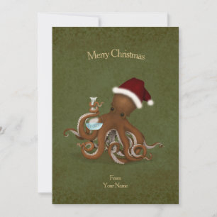 Chemistry Octopus  Parchment Kerstmis Kaart