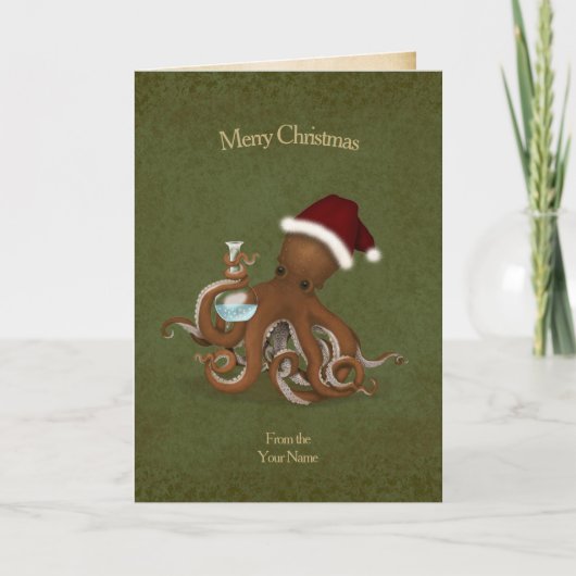 Chemistry Octopus  Parchment Kerstmis Kaart (Voorkant)