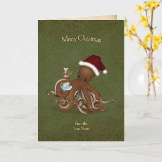 Chemistry Octopus  Parchment Kerstmis Kaart (Gele Bloem)