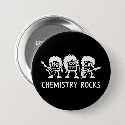 Chemistry Rocks Science Rock Band Ronde Button 7,6 Cm (Voorkant /achterkant)