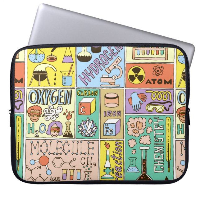 Chemistry Science Banners set. Kleurhandtekening v Laptop Sleeve (Voorkant)