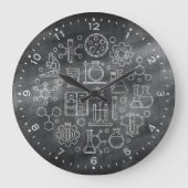 Chemistry Science Chalkboard Clock Grote Klok (Voorkant)