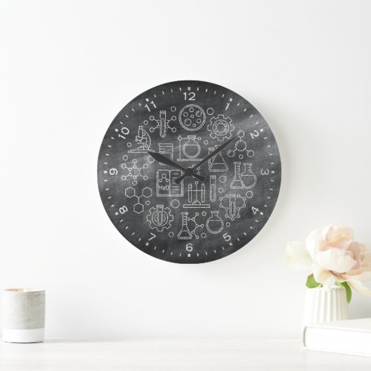 Chemistry Science Chalkboard Clock Grote Klok (Huis)