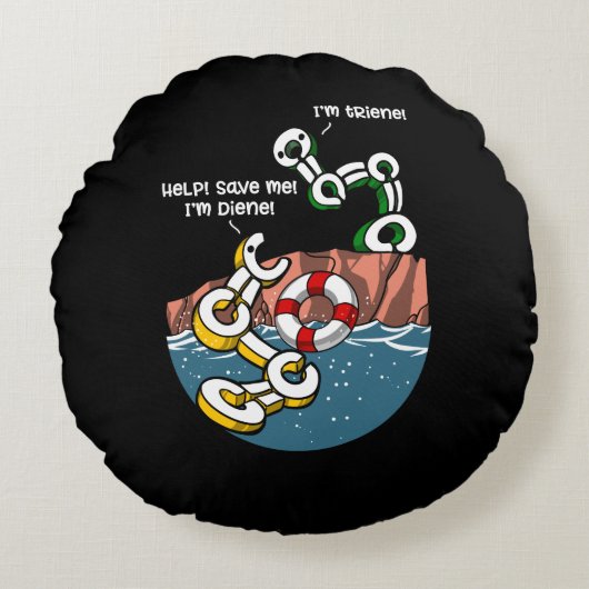 Chemistry Science Diene en Triene Funny Joke Rond Kussen (Voorkant)