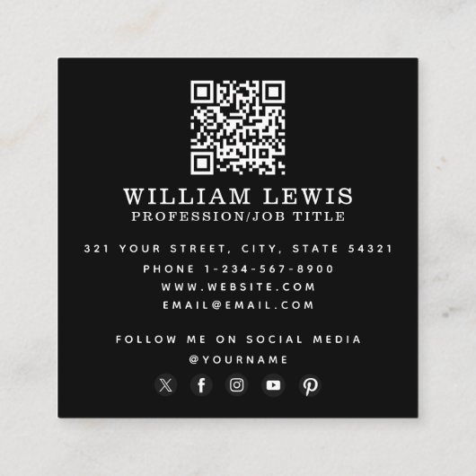 Chemistry Science Test Tubes Lab QR-code Vierkante Visitekaartje (Achterkant)