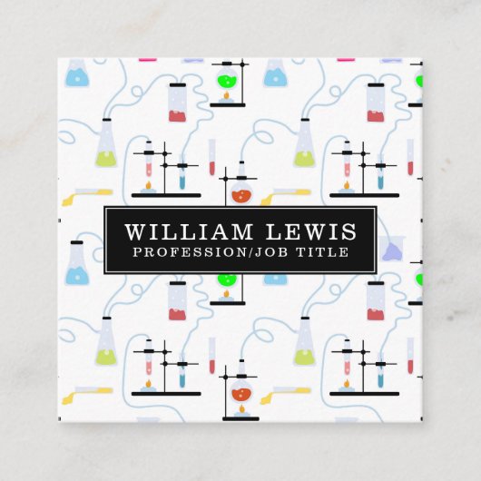Chemistry Science Test Tubes Lab QR-code Vierkante Visitekaartje (Voorkant)