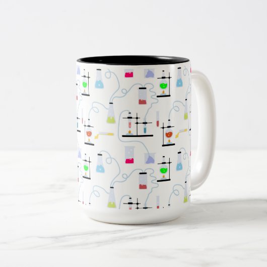 Chemistry Science Test Tubes Lab School Onderwerp Tweekleurige Koffiemok (Voorkant rechts)