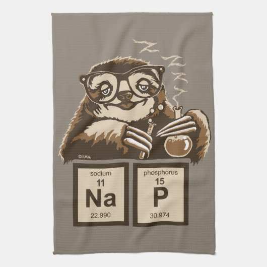 Chemistry sloth heeft een dutje ontdekt theedoek (Verticaal)