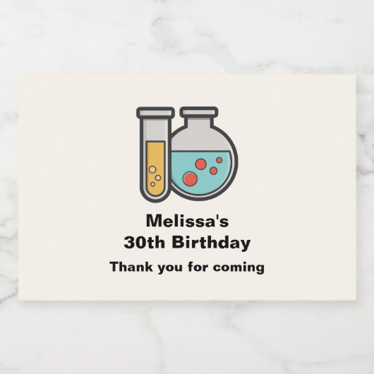 Chemistry Test Tube en Beaker Party Dank u Sparkling Wijnetiket (Enkel label)