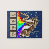 Chemistry unicorn pukes regenboog legpuzzel (Horizontaal)