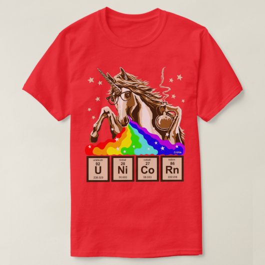 Chemistry unicorn pukes regenboog t-shirt (Design voorkant)