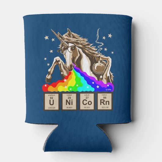 Chemistry unicorn vomits regenboog blikjeskoeler (Achterkant)