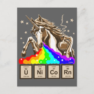 Chemistry unicorn vomits regenboog briefkaart