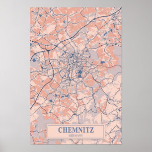 Chemnitz Duitsland Winderige Stad Kaart Reizen Poster