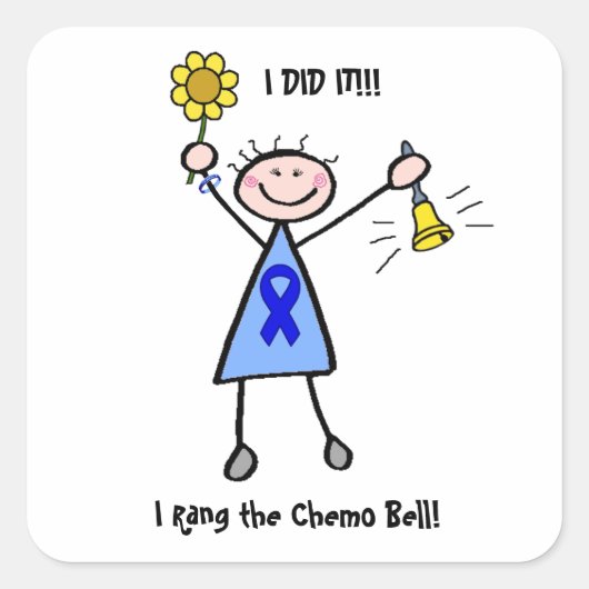 Chemo Bell - Colon Cancer Woman Vierkante Sticker (Voorkant)