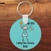 Chemo Bell - Ovarian Cancer Blauwgroen Ribbon Sleutelhanger (Voorkant)