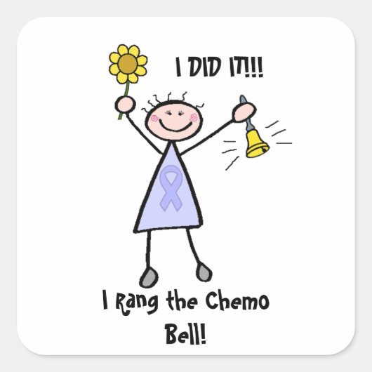Chemo Bell - Wereldkanker bij vrouwen Vierkante Sticker (Voorkant)