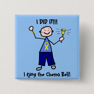 Chemo Bell - Yellow Ribbon Testicular Cancer Vierkante Button 5,1 Cm