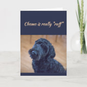 Chemo is Ruff Schattige zwarte krullende hond hui Kaart (Voorkant)