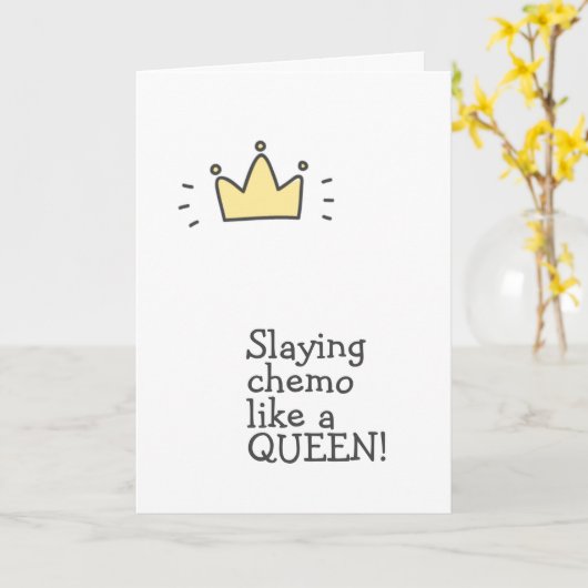 Chemo verslaan als een koningin! Steun voor leukem Kaart (Gele Bloem)