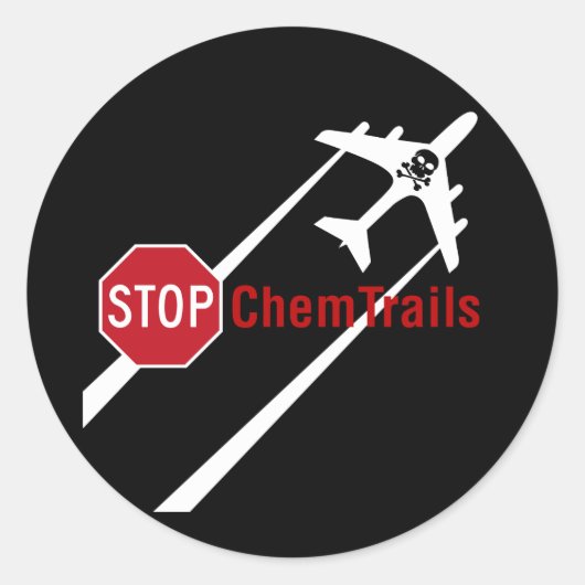Chemtrail Vlak persistente Contrails Botten schede Ronde Sticker (Voorkant)