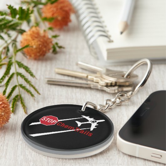 Chemtrail Vlak persistente Contrails Botten schede Sleutelhanger (Voorkant Rechts)