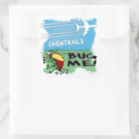 Chemtrails Bug me Vierkante Sticker (Tas)