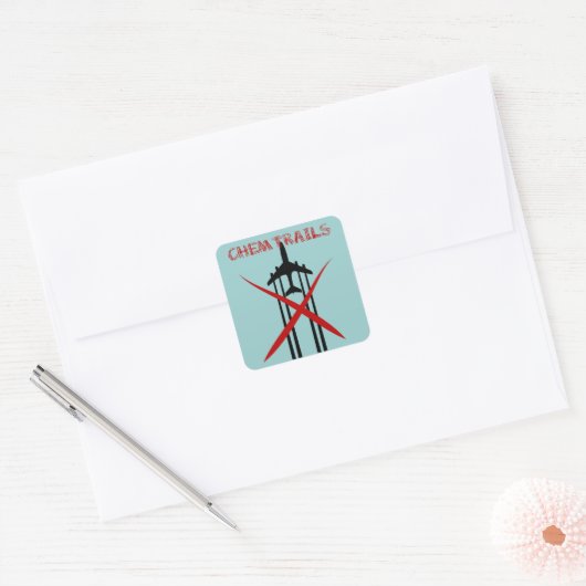 Chemtrails zijn verkeerd vierkante sticker (Envelop)
