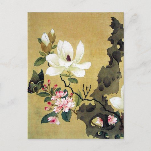 Chen Hongshou Magnolia en Erect Rock Briefkaart (Voorkant)