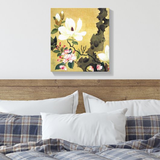Chen Hongshou Magnolia en Erect Rock Canvas Afdruk (Insitu (Slaapkamer))